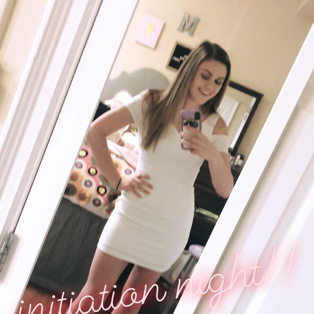 White Sparkly Bodycon Dress with Shoulder Cutouts